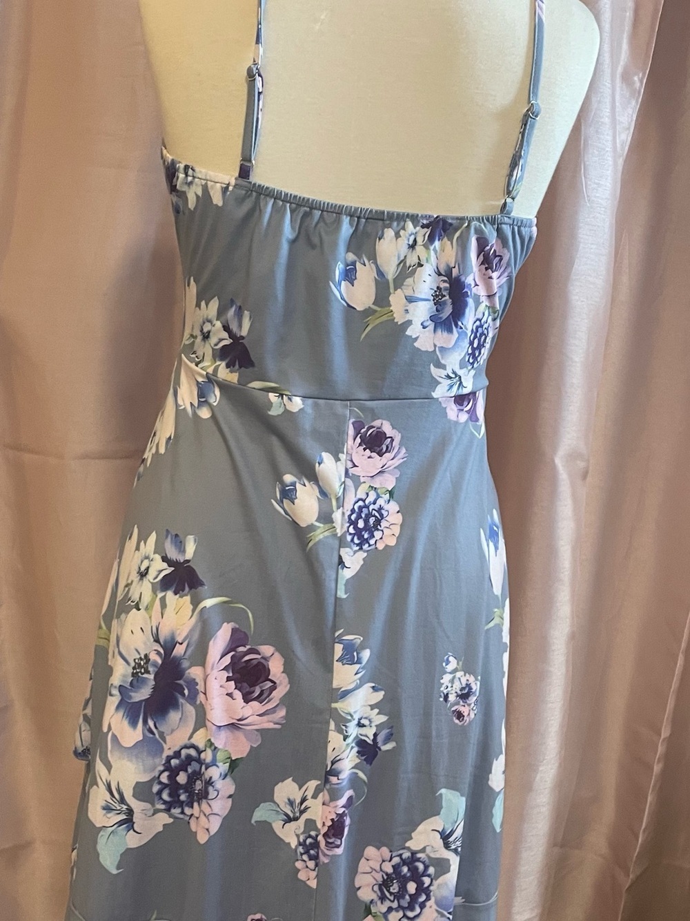 Amazon Floral Faux-Wrap Dress in Light Blue and Lavender - Picture 4 of 8